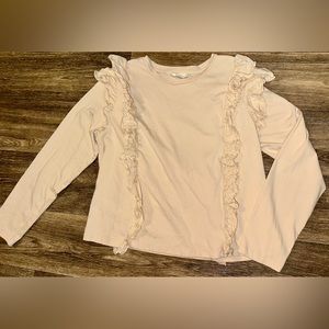 Anthropologie Tan Ruffle Blouse Large